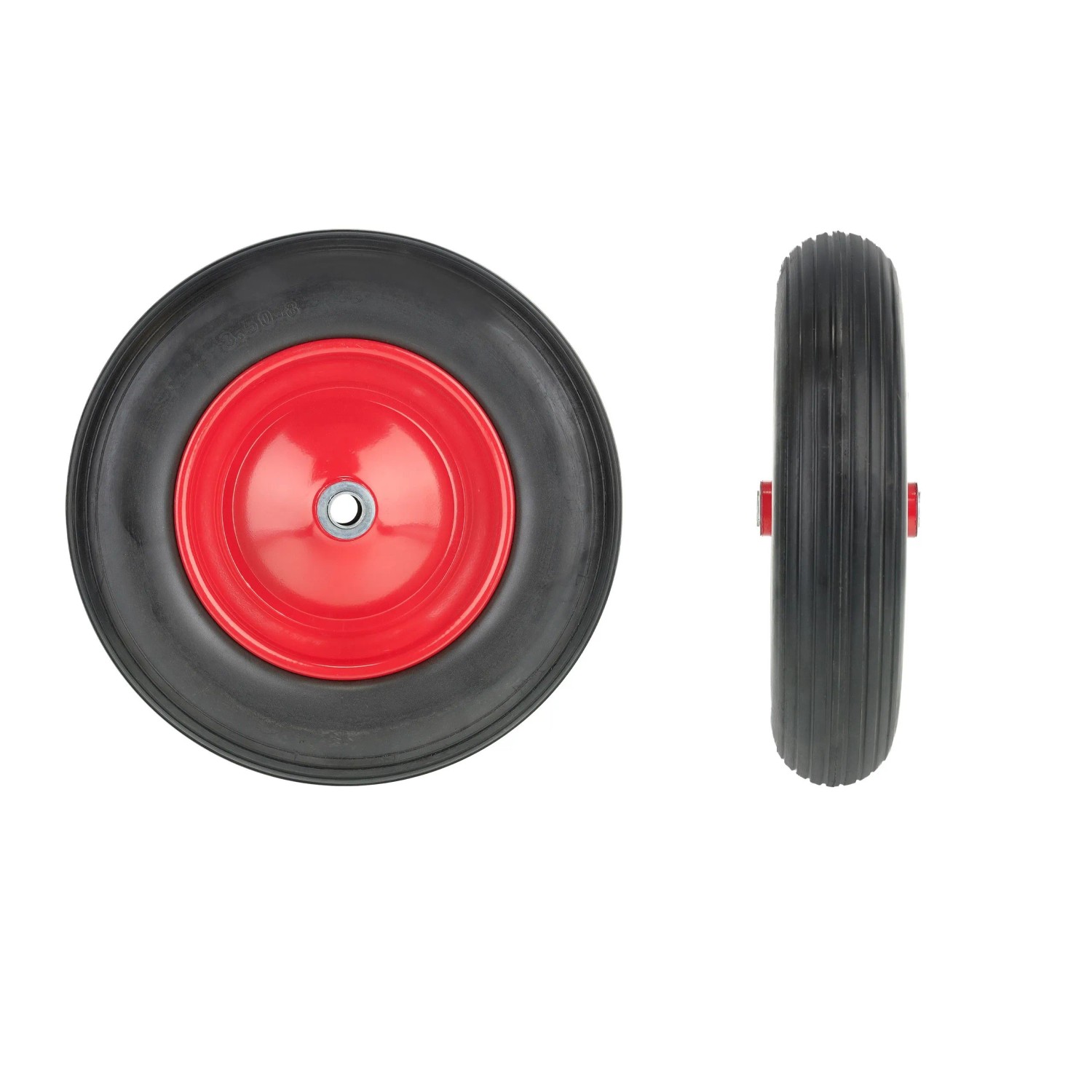 Relaxdays Schubkarrenrad Vollgummi Stahl Schwarz Rot Pannensicher 37 cm x 8,5 cm 1,8 kg