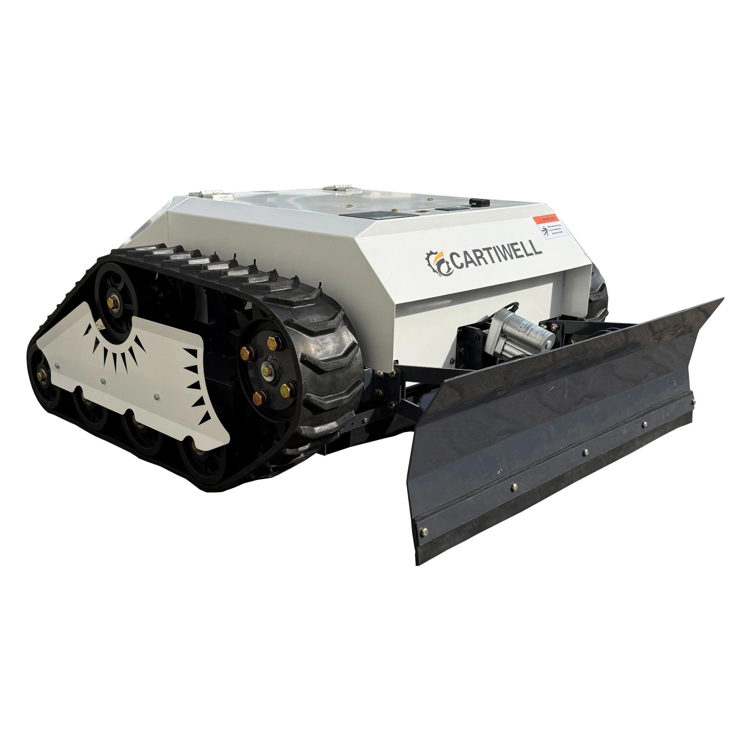CARTIWELL Ferngesteuerter Elektro Rasenmäher CW-500E mit Kettenantrieb und Schneepflug