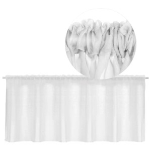 Weiße Bestgoodies Bistrogardine Noella 160x45 cm mit Stangendurchzug, Voile-Fenstervorhang.