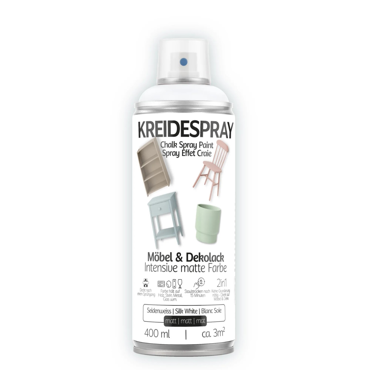 COLORS Kreidespray Möbel- und Dekolack Seidenweiss Matt 400 ml