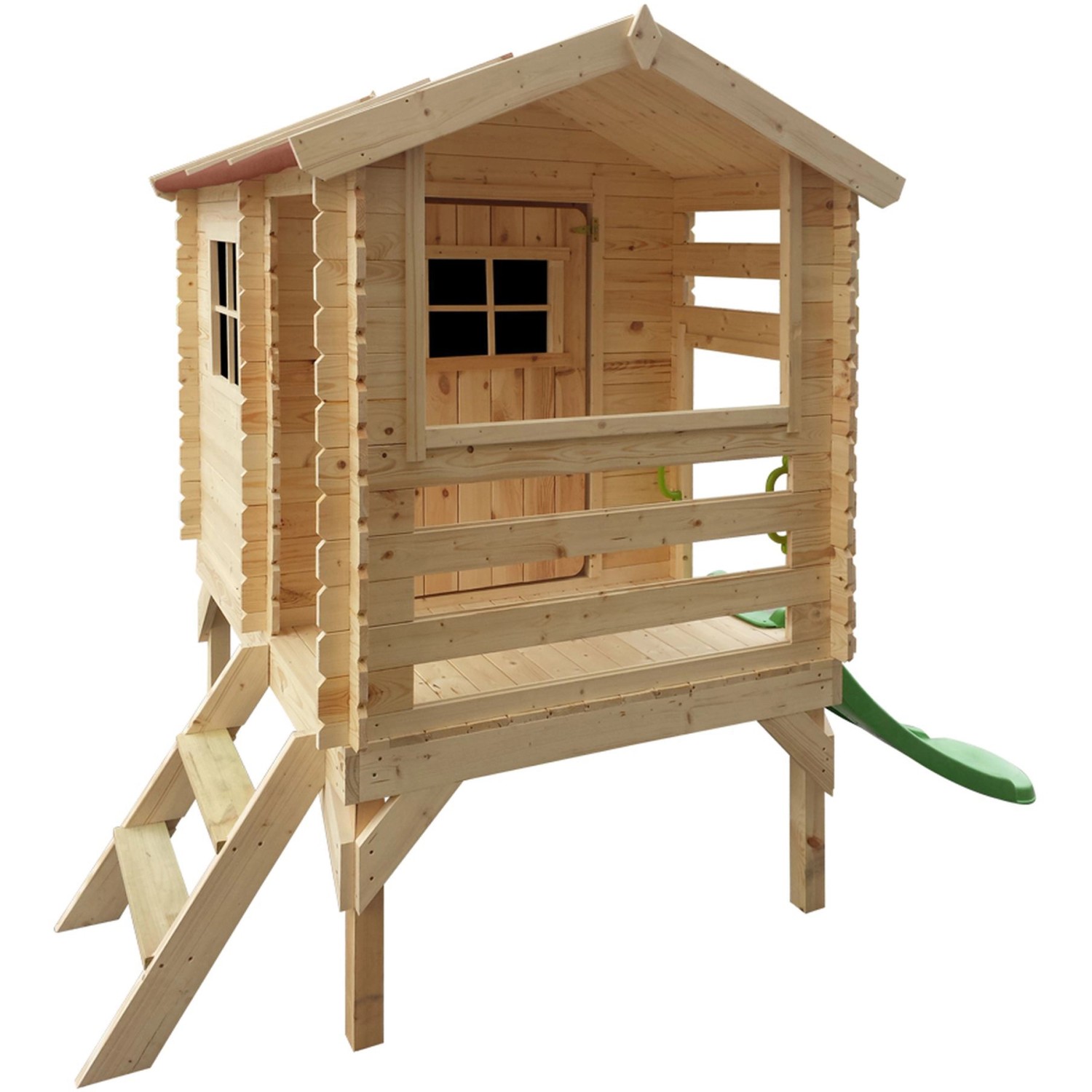 Timbela Kinderspielhaus Holz M501C 1,1 m² auf Stelzen mit Leiter und
