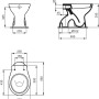 Technische Zeichnung: Ideal Standard Stand-WC Eurovit, Tiefspüler, Abgang senkrecht, Maße