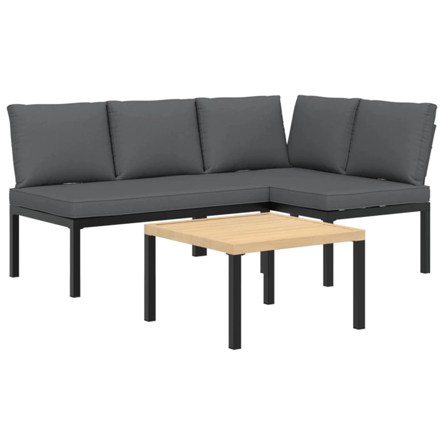 vidaXL 3-tlg Garten-Sofagarnitur mit Kissen Schwarz Aluminium Modell 4 günstig online kaufen