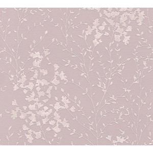 Design Vliestapete mit Blumenranken in Rose, dekorative Wandgestaltung.