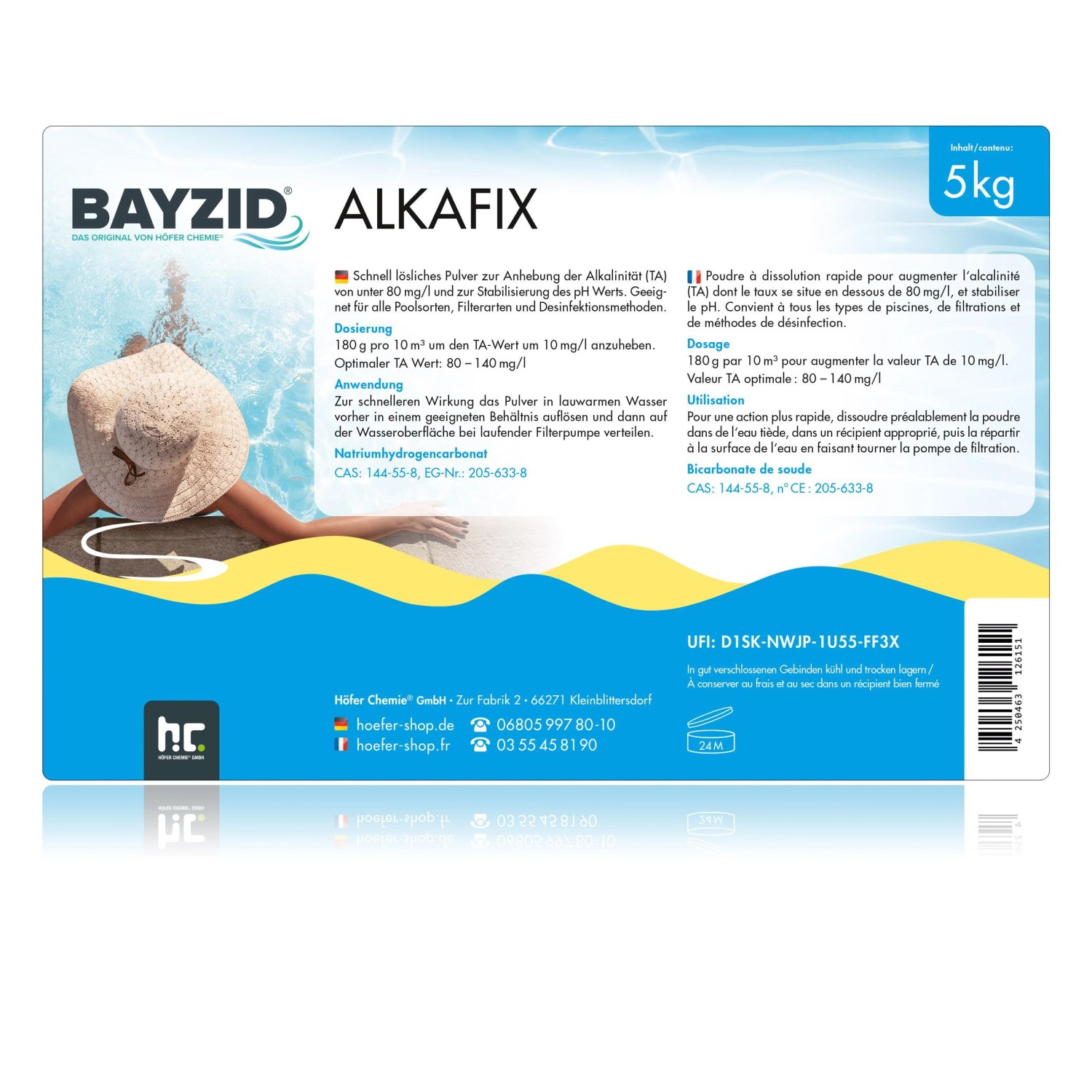 Bayzid Alkafix 5kg zur Anhebung der Alkalinität (TA) im Poolwasser.