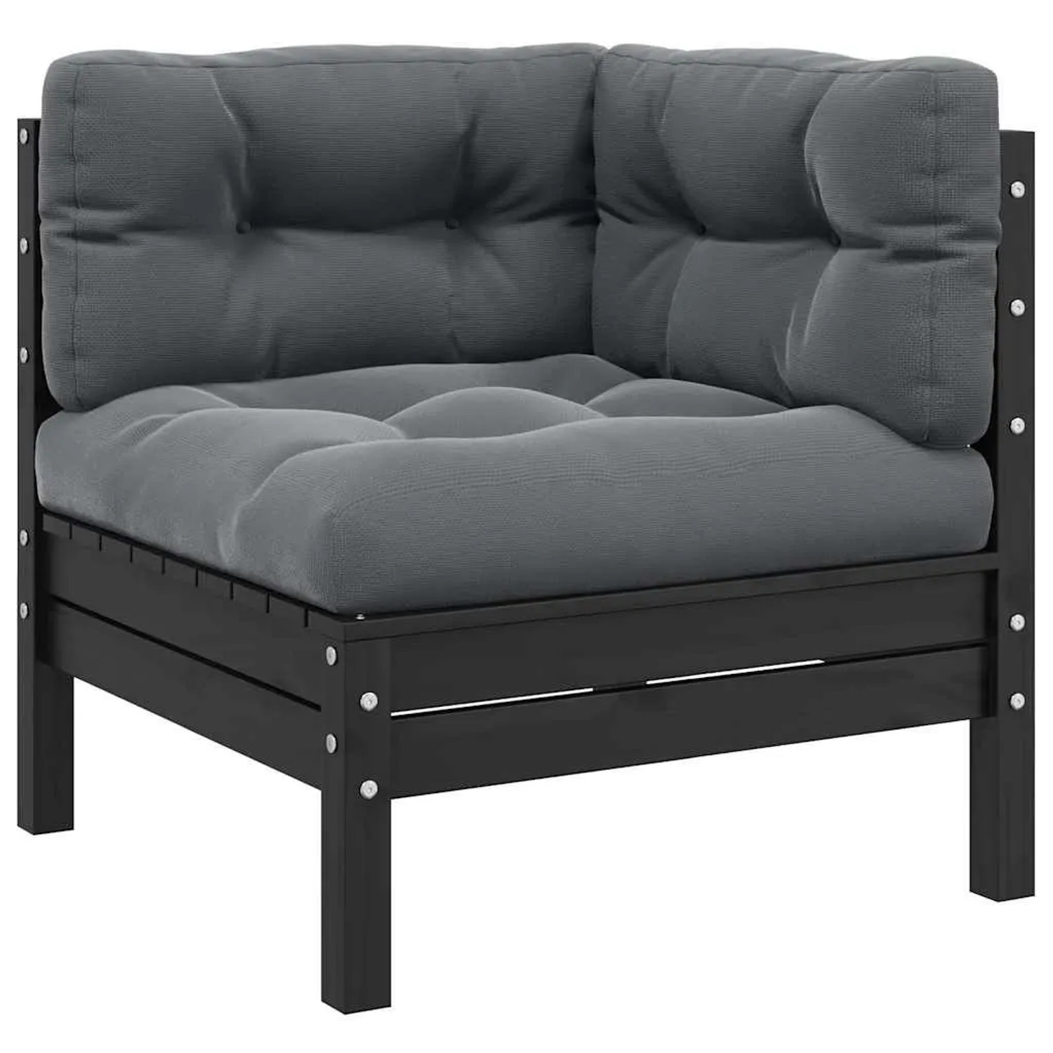vidaXL Garten-Ecksofa mit Kissen in Schwarz Massivholz Kiefer 806632