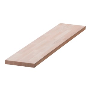 Fein geschliffene Leimholzplatte aus Buche, 120x30x2,8 cm, ideal für Regalböden und Möbelbau.