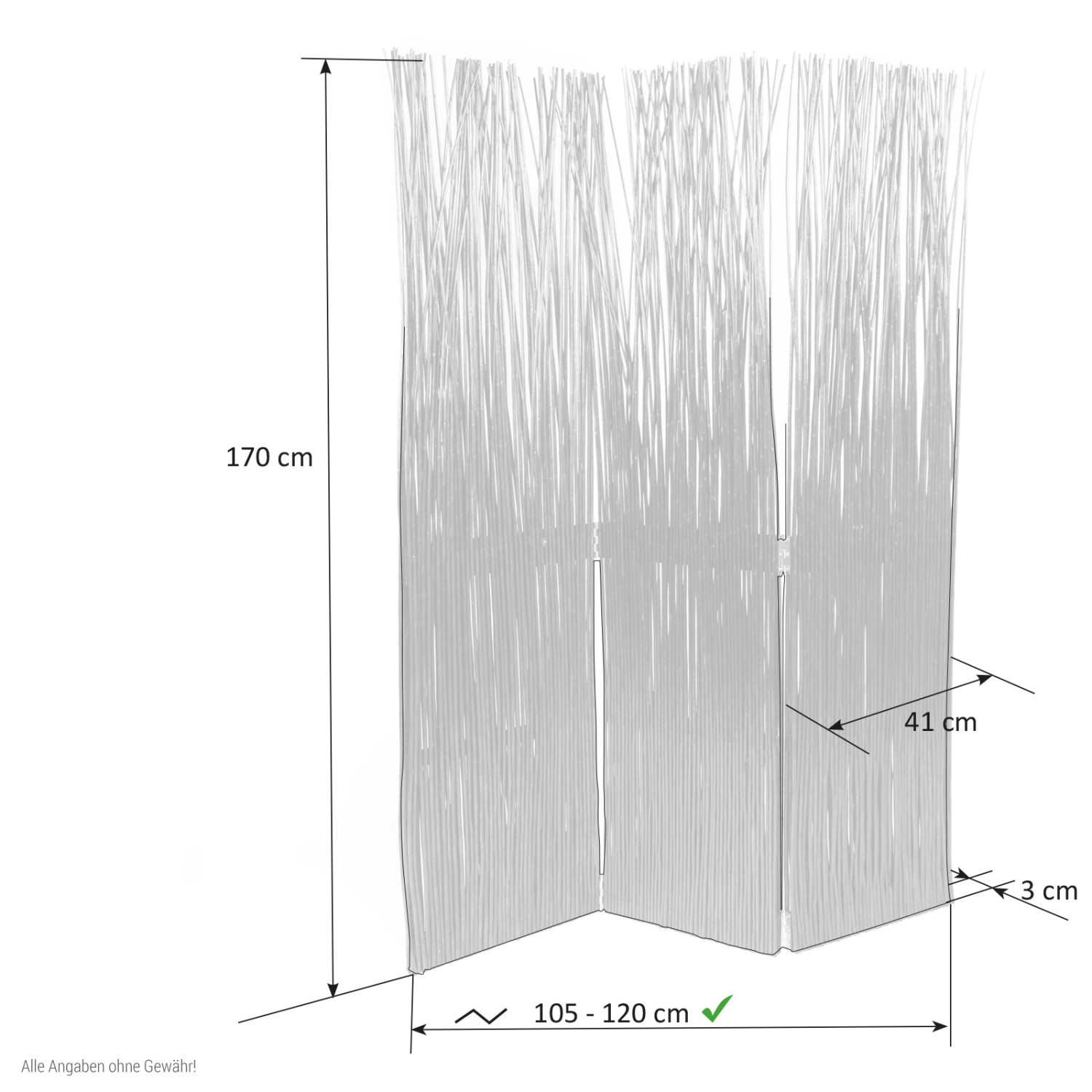 Homestyle4u 3-tlg. Paravent in Grau 120x170 cm 755_3