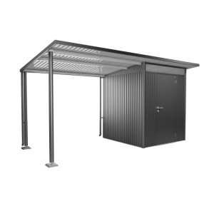 Biohort Seitendach für AvantGarde Gerätehaus A1, A5 in Dunkelgrau-Metallic. Zusätzlicher Stauraum, flexibel anbaubar.