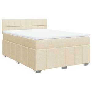 vidaXL Boxspringbett mit Matratze Creme 160x200 cm Stoff 3289424