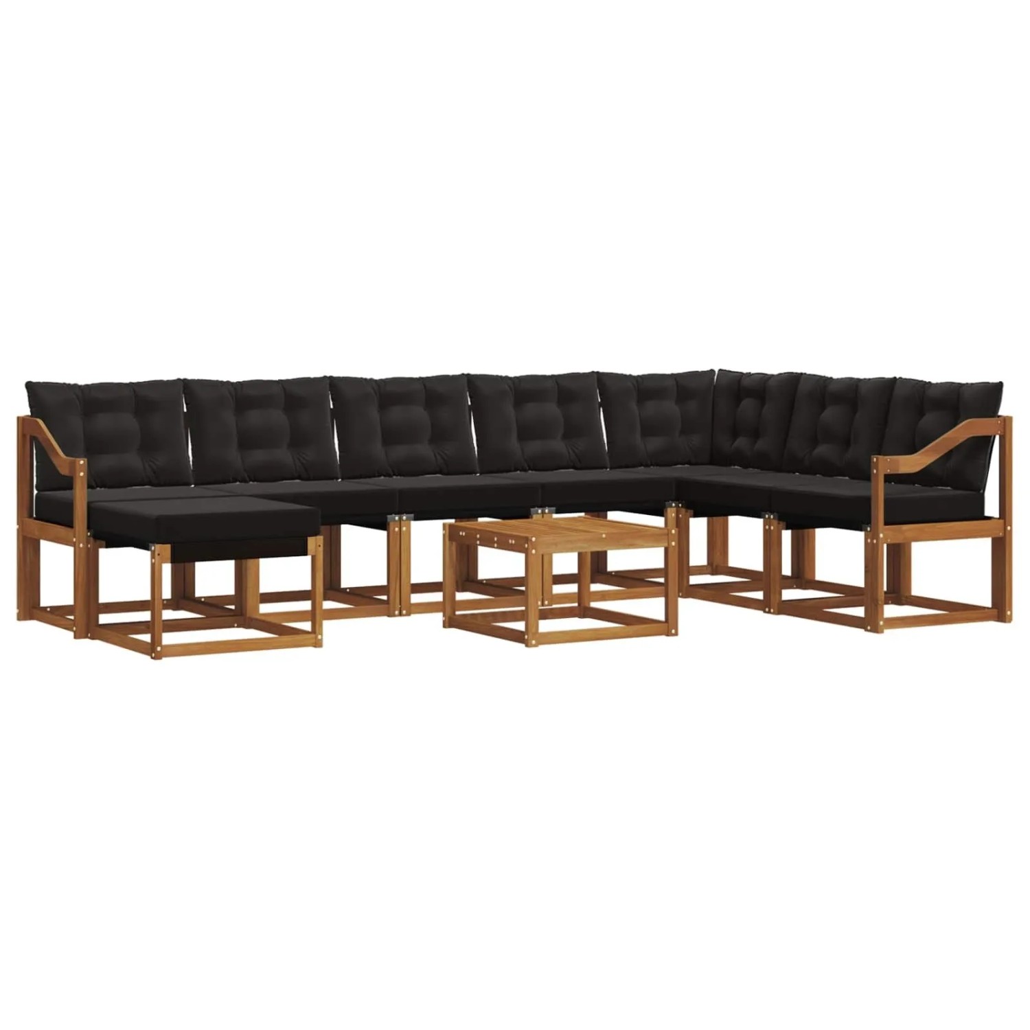 vidaXL Outdoor-Sofagarnitur mit Kissen 9-Tlg Natur und Schwarz 3368987