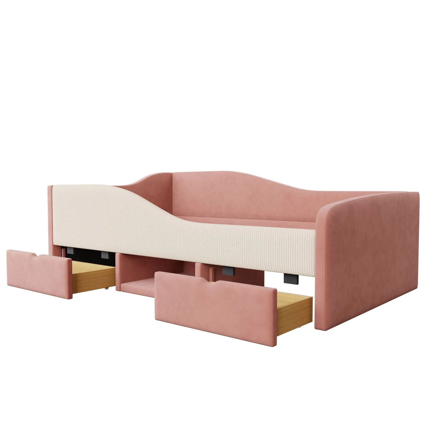 Merax Sofabett 90x190cm mit Schubladen Zäunen Rosa Creme