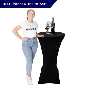 Chefgastro Stehtisch Mit Hussen Klappbar Rund Hxø 110X60Cm Bistrotisch Stahl MDF-Platte Mit Pvc-Beschichtung Schwarz Wetterfest Gartentisch