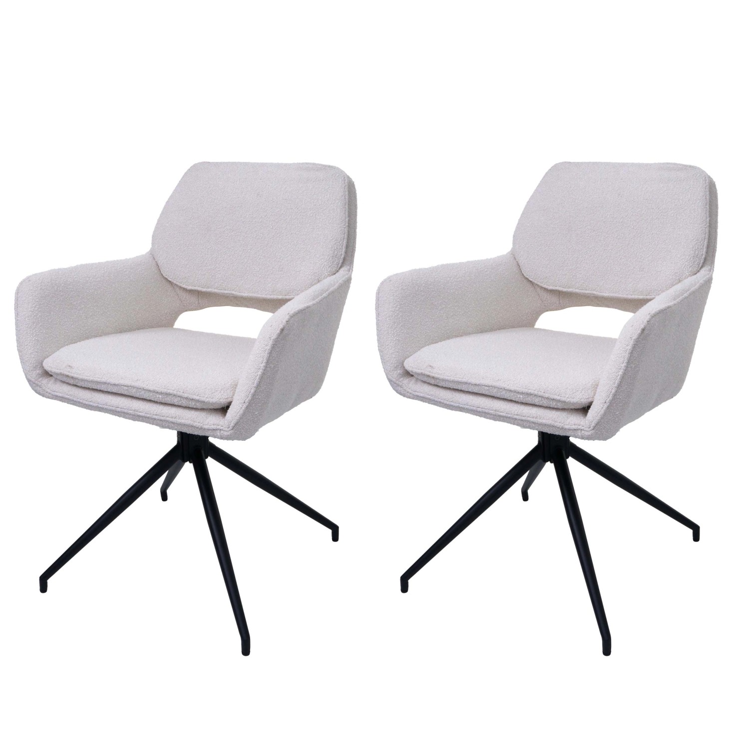 MCW Esszimmerstuhl N74 2er-Set Stoff Boucle 540g/m² Creme günstig online kaufen