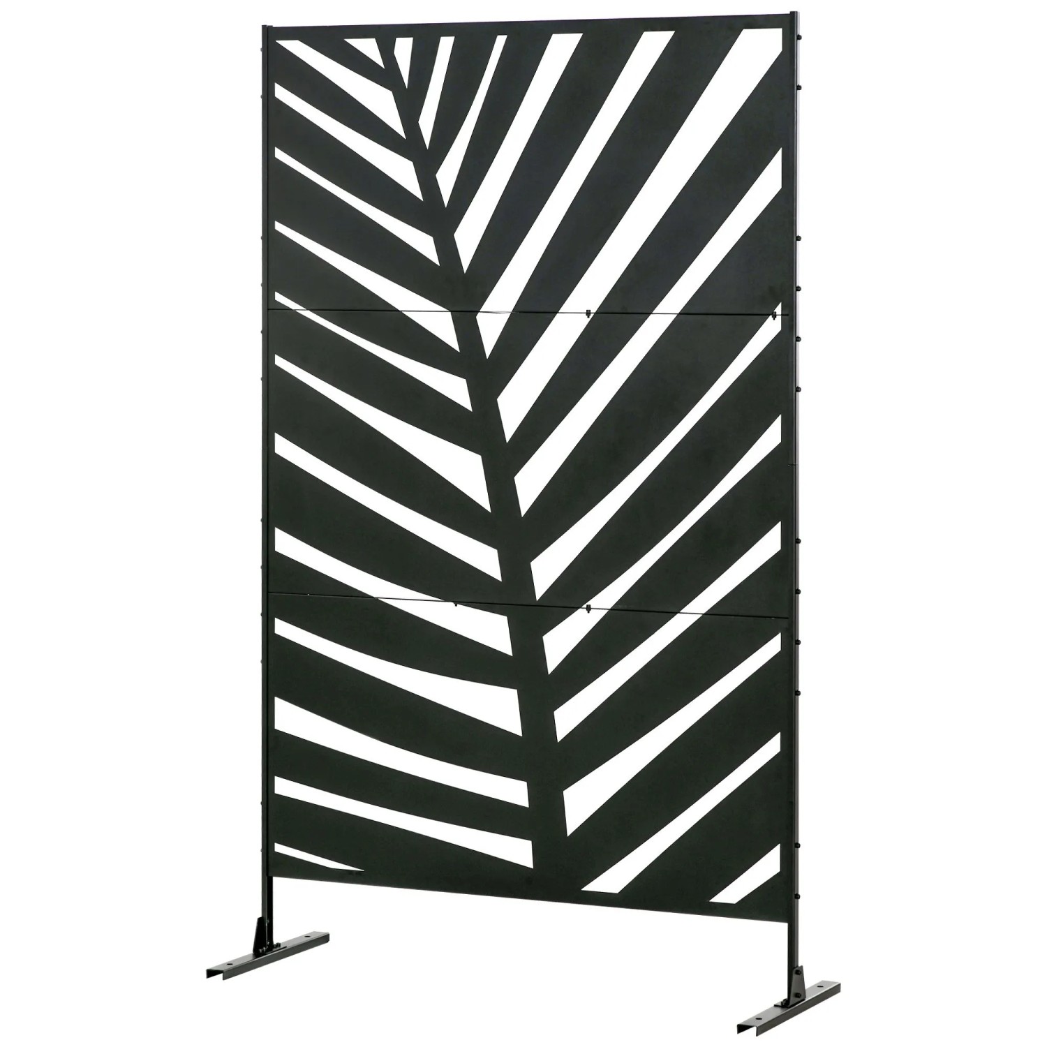 Furnicato Outdoor-sichtschutz Stahlrahmen 12x2m Schwarz Palmblatt-design