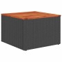 vidaXL Gartentisch, Teil des 9-tlg. Sofa-Sets, schwarzes Poly Rattan mit Akazienholzplatte.