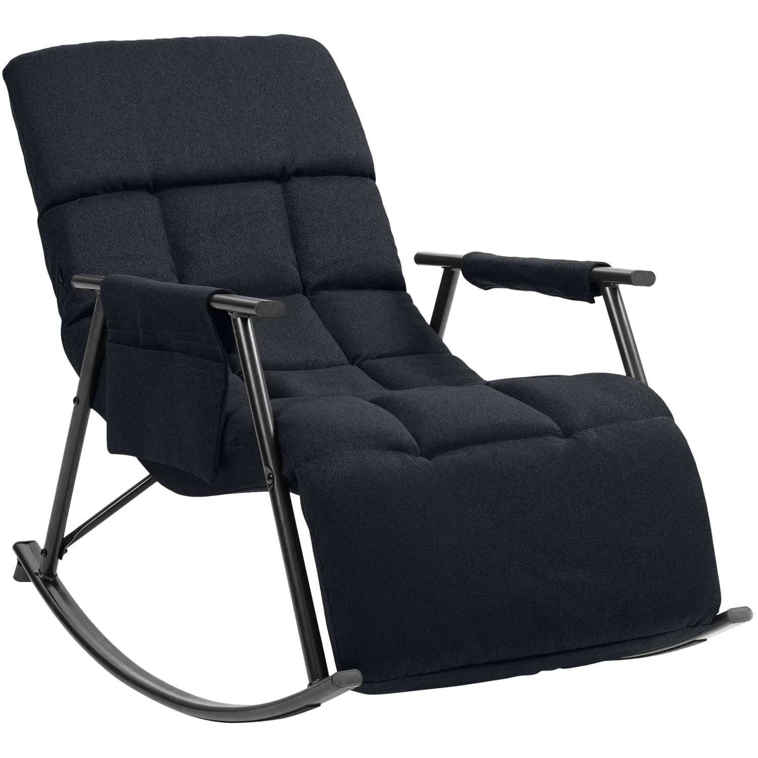 DELUKE Schaukelstuhl JULIA Indoor 61x100x66cm Stoff Schwarz Liegestuhl Relaxstuhl Sofastuhl
