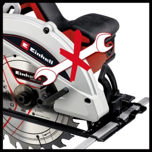 Einhell Handkreissäge TC-CS 1410: Detailaufnahme Sägeblatt und werkzeugloser Einstellung.