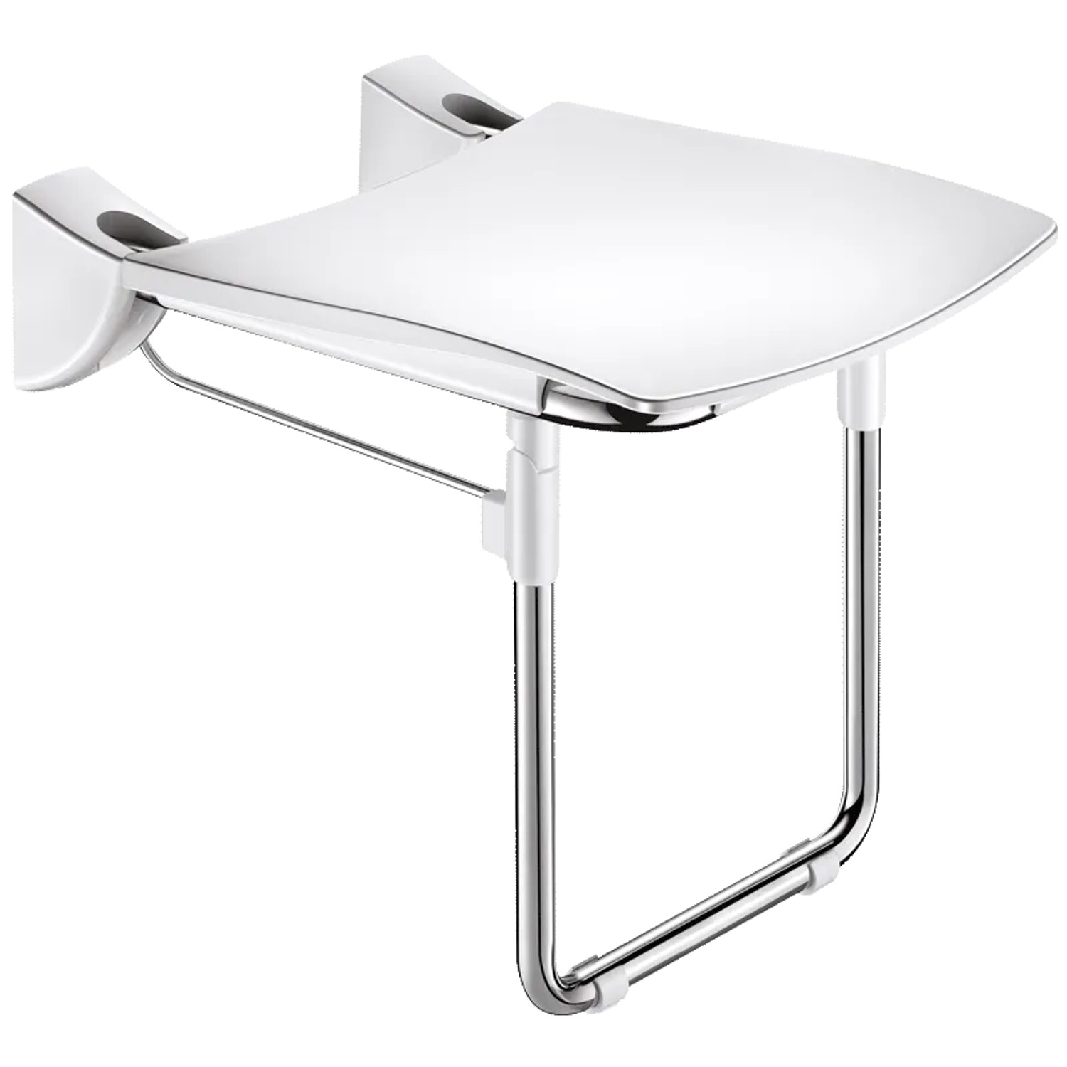 Delabie Duschsitz Komfort hochklappbar mit Fuß Edelstahl hochglanzpoliert