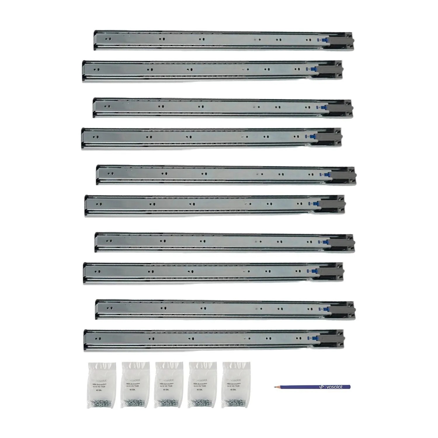 vasalat Kugelauszug 650mm Softclose Kugelführung - Vollauszug mit Dämpfung - 5 Paar