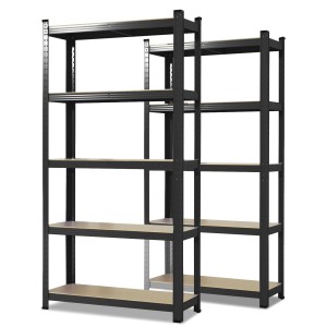 KARAT Schwerlastregal Odin 2er Set, schwarz, mit 5 Böden, Traglast bis 875 kg.