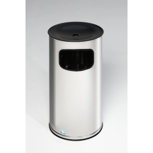 PROREGAL Klassischer Runder Kombiascher HxBxT 71 x 35,5 x 35,5 cm Edelstahl