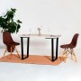 Esstisch mit holz4home Trapez Tischgestell aus schwarzem Metall, 2er Set.