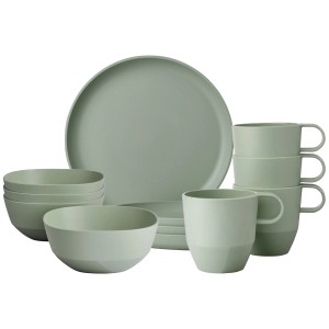 Mepal Silueta Frühstücks-Set, 12-teilig, Nordic Sage: Teller, Schalen und Becher.