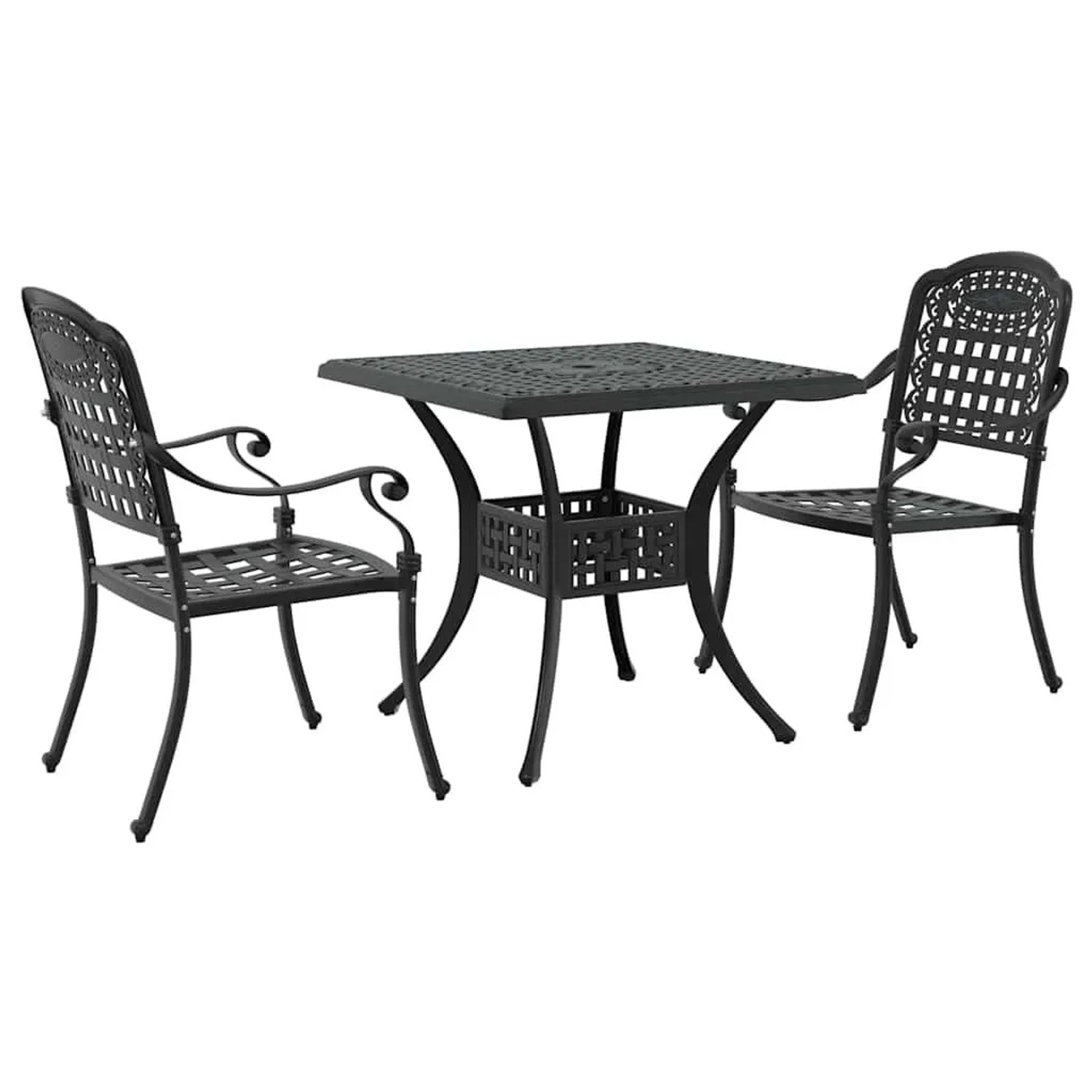 vidaXL Gartentisch Set 3 Stk Schwarz Gussaluminium 3334725