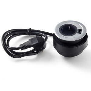 SOTECH Einbausteckdose Rund Ø85 mm Edelstahloptik Gebürstet mit Je 1x Schuko und USB A