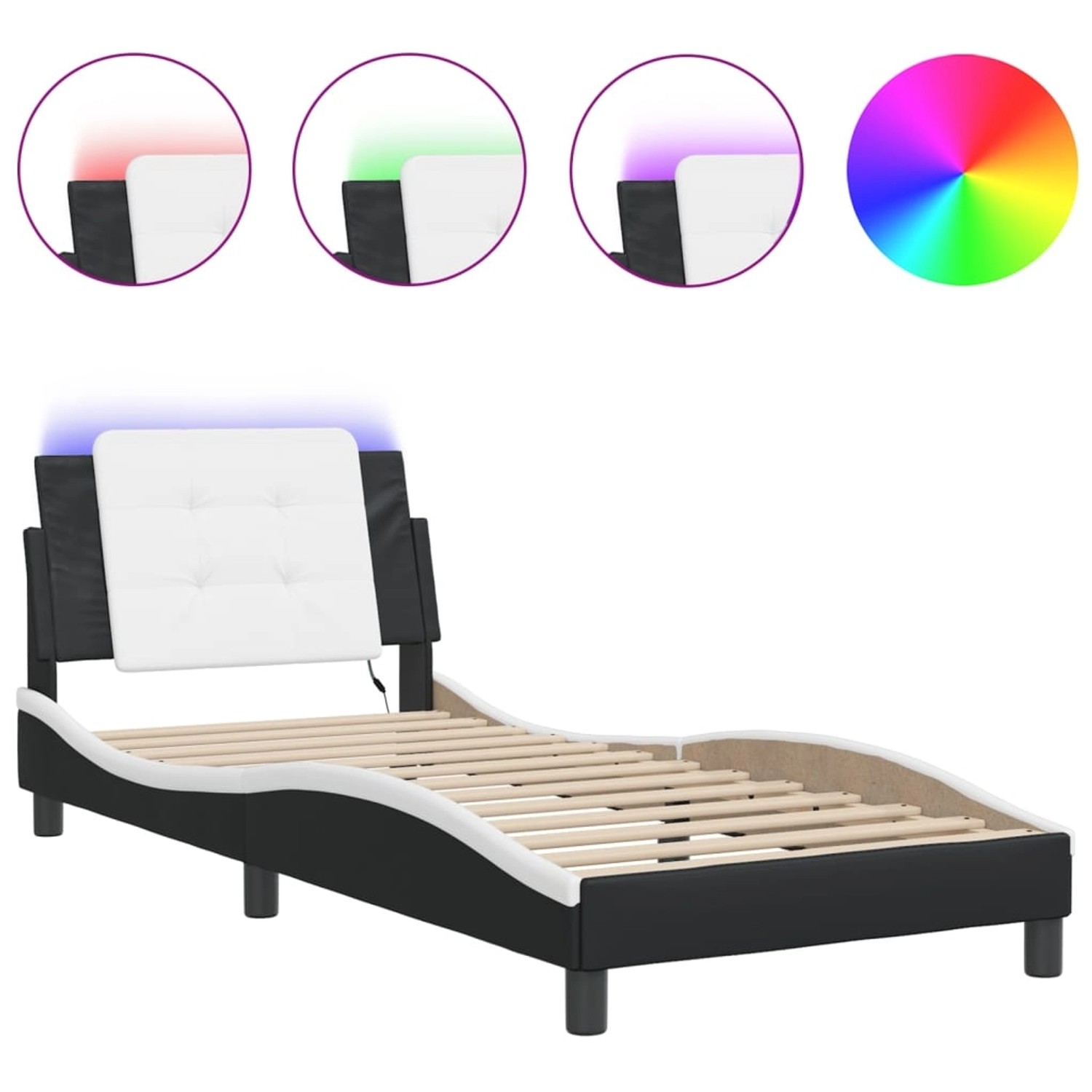 vidaXL Bettgestell mit LED ohne Matratze Zadar Schwarz und Weiß 80x200 cm K günstig online kaufen