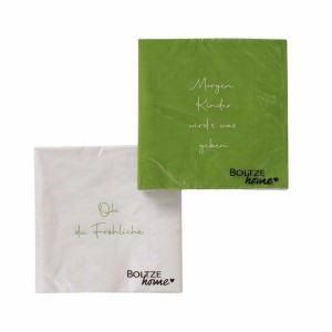 Boltze Servietten 'Lieder', 20er-Set, mehrfarbig (grün/weiß) mit Spruch, für Weihnachtsdeko & Tischdeko.