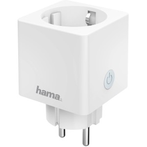Weiße Hama WLAN Steckdose Mini Smart Home mit Stromverbrauchsmesser.