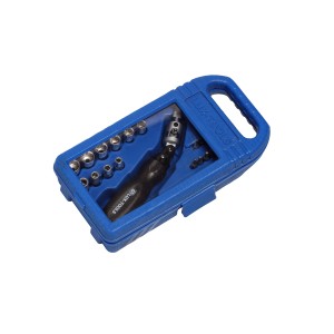 LUX Winkelknarre Classic 31-tlg. im blauen Koffer, Bits und Steckschlüssel Set.