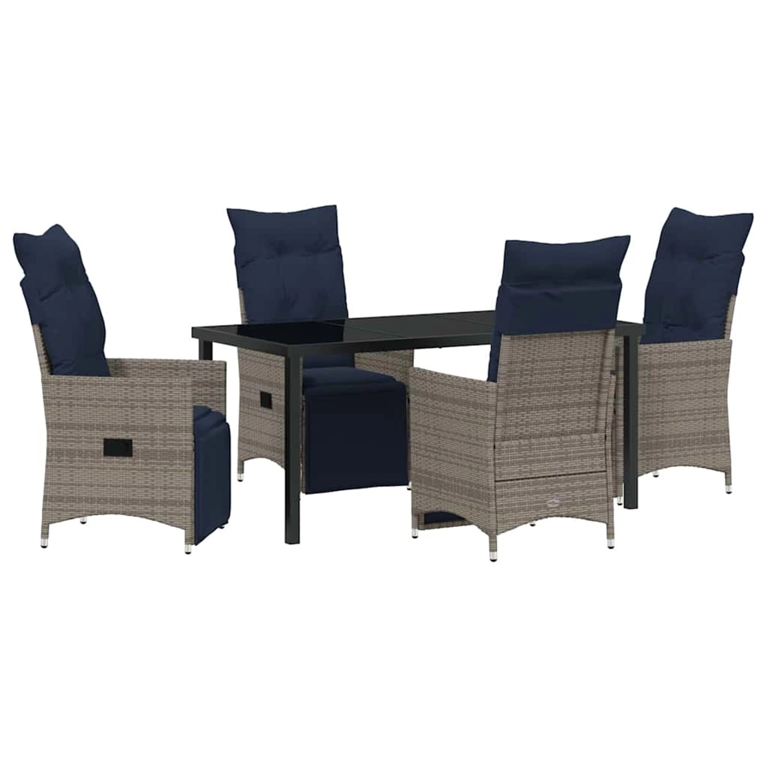 vidaXL Garten Essgruppe 5-Tlg Grau Poly Rattan 3379600 günstig online kaufen