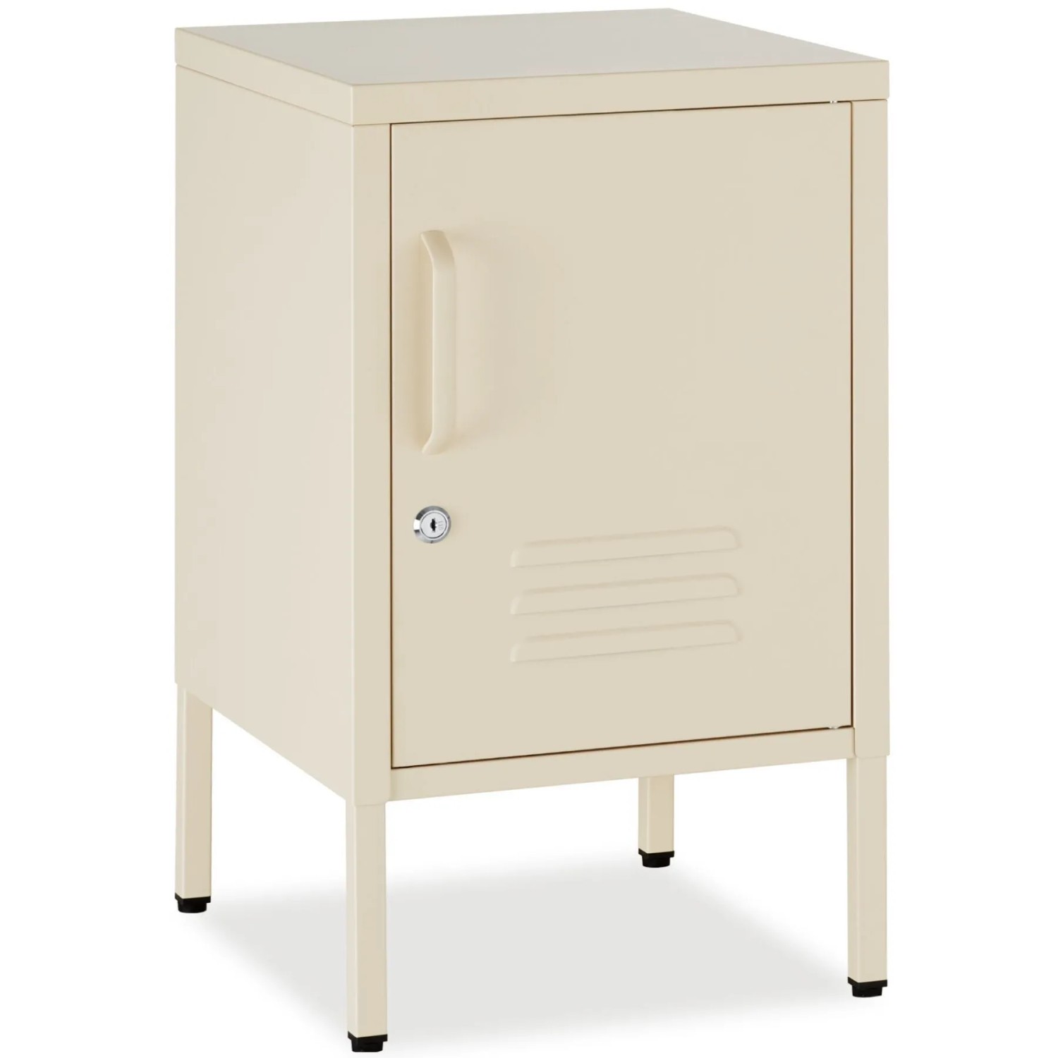Tectake Nachttisch Baker Abschließbare Tür Mit Magnetverschluss Verstellbarer Zwischenboden  35 x 42 5 x 60 5 cm Creme