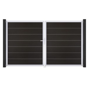 GroJa Grande Steckzaun Tor Premium, DIN links, schwarz, 2-flügelig mit Alu-Rahmen.