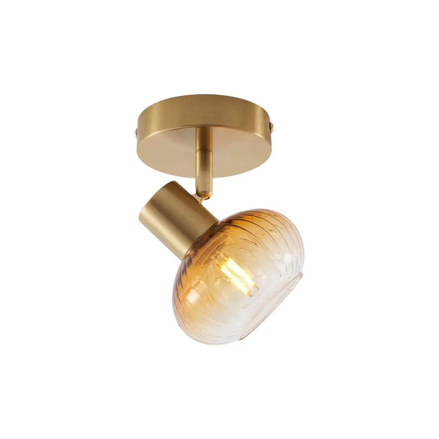 QAZQA Moderne Deckenleuchte Gold mit Rundem Bernsteinglas Teddy