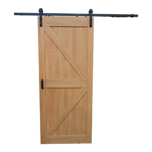 Holzschiebetür Eiche Komplettset mit schwarzer Laufschiene und Softclose für Glastüren & Schiebetüren.