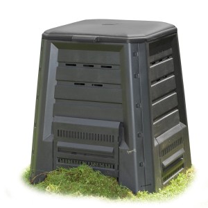 NYVI Gartenkomposter aus Kunststoff, 340 Liter Fassungsvermögen, mit Deckel und Belüftungsschlitzen.