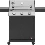 Jamestown Gasgrill Kane mit 3 Brennern und modularem Grillrostsystem. Silberfarben mit schwarzen Akzenten.