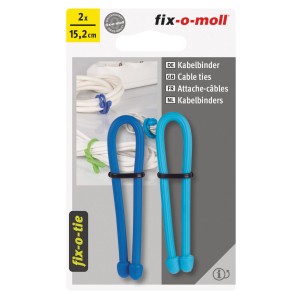 Fix-o-moll Kabelbinder, 2er-Pack in Blau, 15,2 cm Länge. Haushaltshelfer für Kabelmanagement.