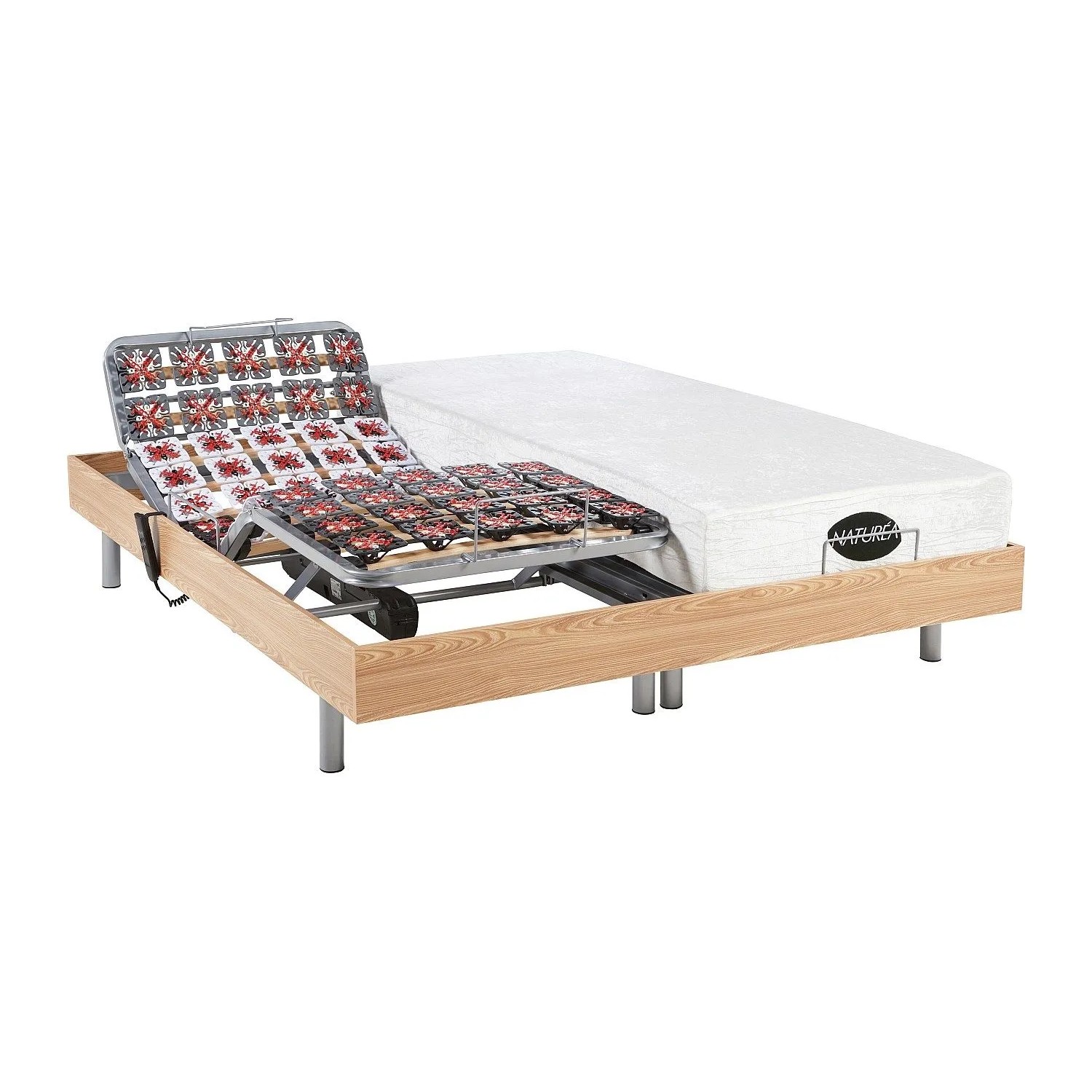 Vente-unique Bett Mit Elektrischem Lattenrost Lysis Naturfarben Hell 200 cm  71 cm