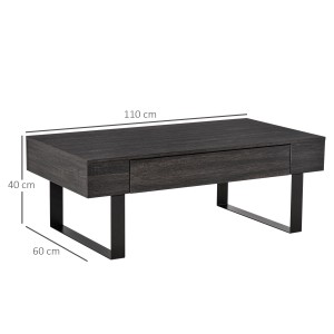 Dunkelgrauer HOMCOM Couchtisch mit Schublade, Spanplatte und Eisen, 110x60x40 cm.