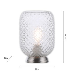 Just Light Tischleuchte Reishi, 22,5 cm, Stahl, mit geriffeltem Glas. Design-Tischlampe für stimmungsvolle Beleuchtung.