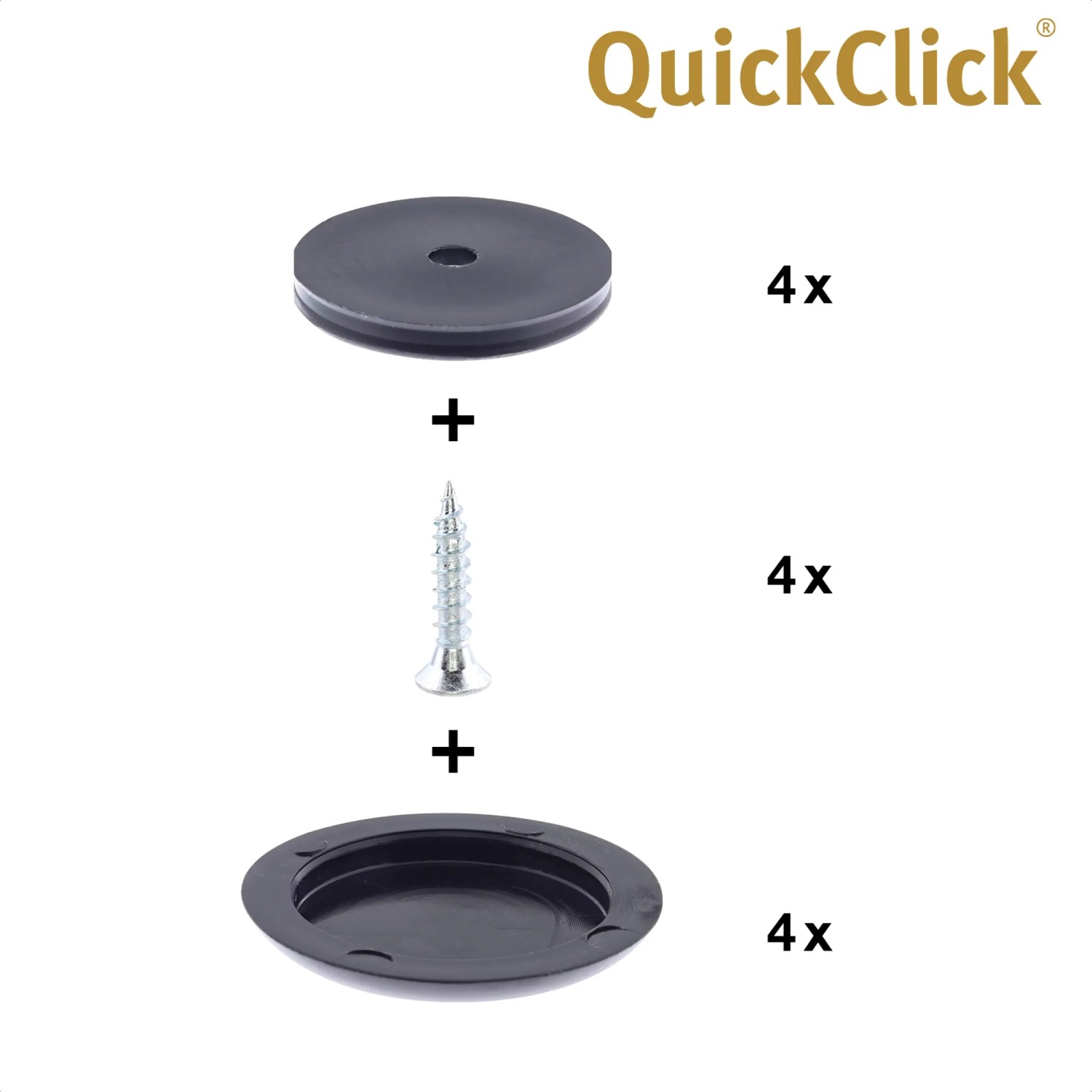 Wagner QuickClick Slim Black Gleiter-Set, 4-teilig, mit Schrauben und Aufsätzen.