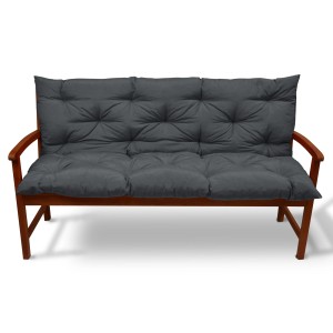 Beautissu Flair BR Bankauflage 120x50cm Graphitgrau auf Holzbank. Sitzkissen für Gartenbank.