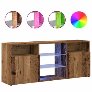 TV-Schrank Altholz-Optik mit RGB-LED-Beleuchtung, 2 Türen und offenen Fächern. Modernes Lowboard aus Holzwerkstoff.