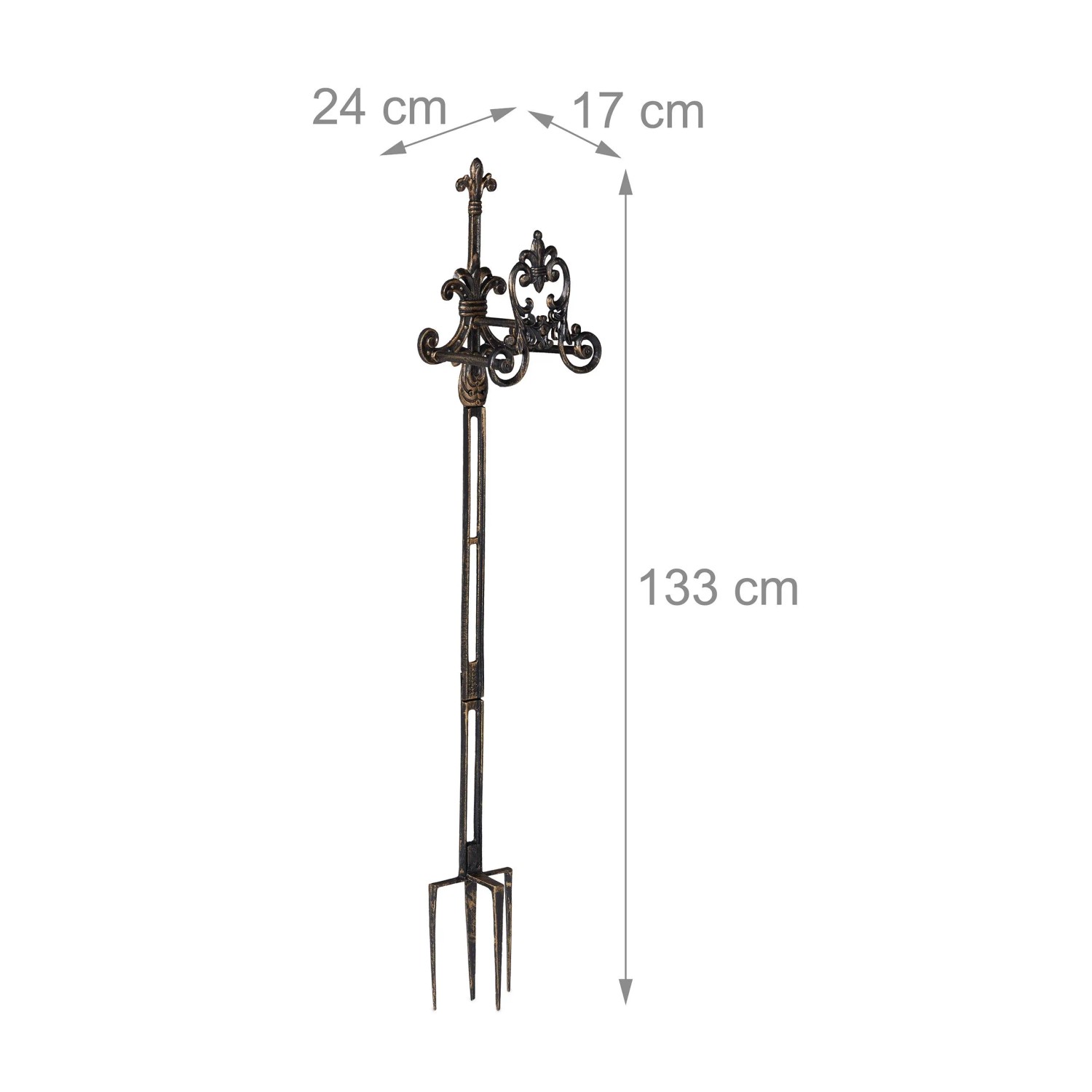 Relaxdays Schlauchhalter Gusseisen Bronze Mit Erdspießen 133 cm x 24 cm x 17 cm 4,2 kg_4