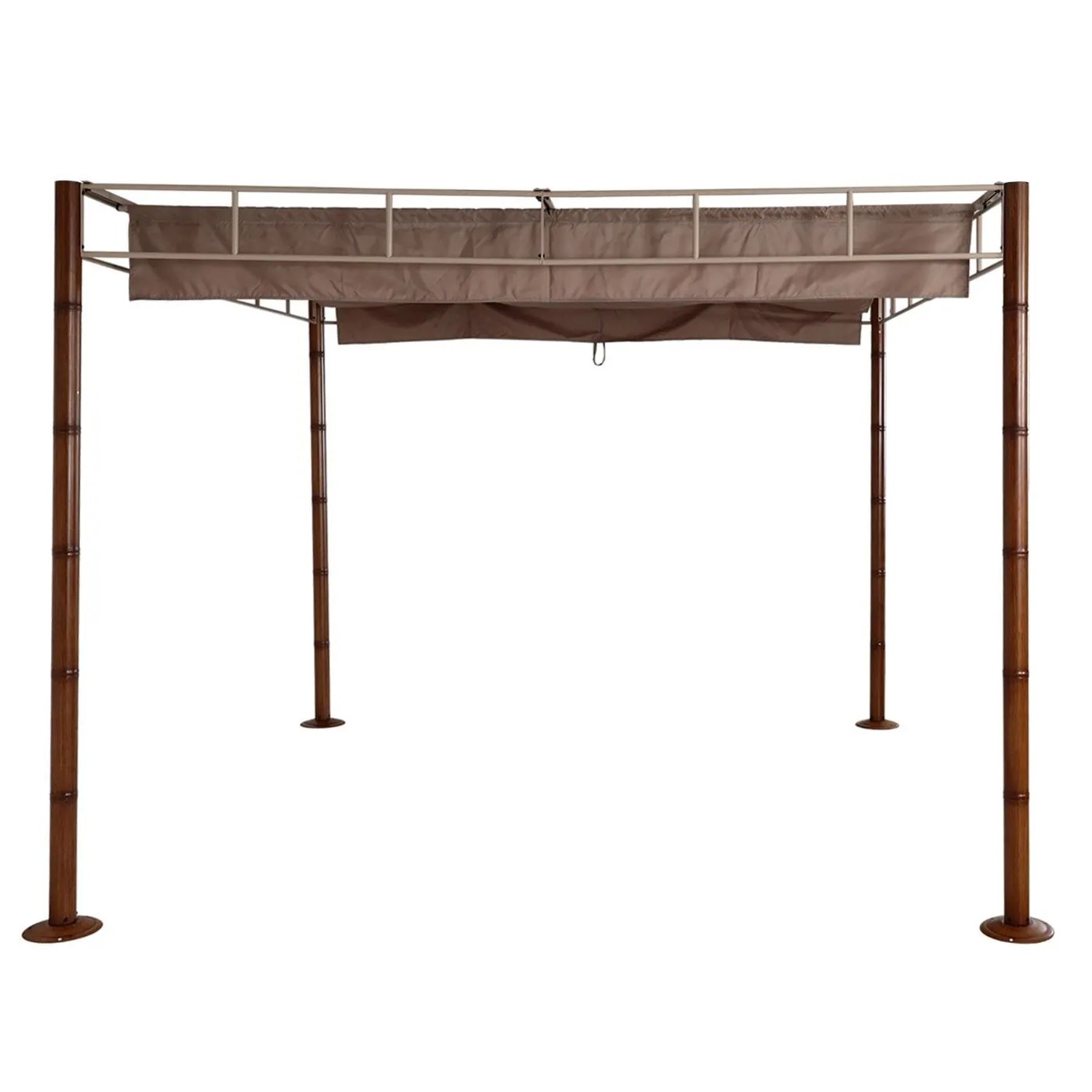 BERLINLODGE Pergola, 220x300x300cm, Taupe-Braun, Bambus-Optik, Garten Pavillon.